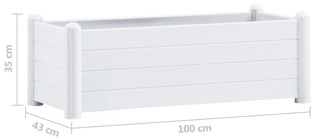 Ζαρντινιέρα Υπερυψωμένη Λευκή 100 x 43 x 35 εκ. Πολυπροπυλένιο - Λευκό
