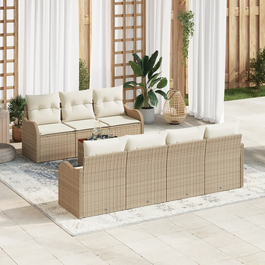 vidaXL Σετ Καναπέ Κήπου 8 pcs Beige, λευκό Μεγάλο