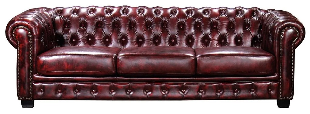 Καναπές Τετραθέσιος CHESTERFIELD 689 Antique Κόκκινο Δέρμα 241x92x74cm