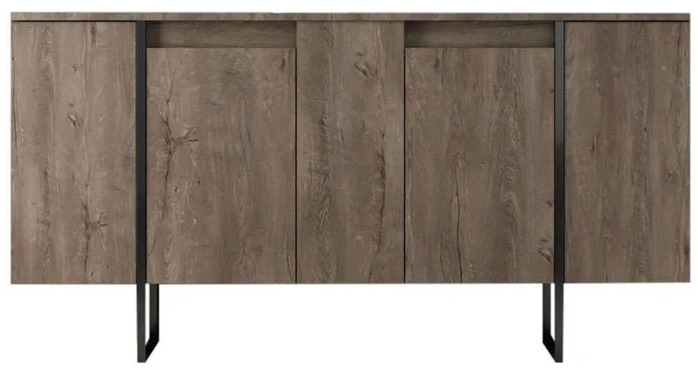 Μπουφές Luxe 618BLY1177 160x35x80cm Walnut-Black Melamine, Metal