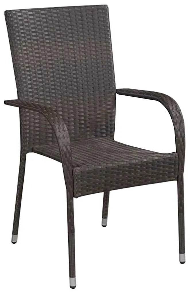 vidaXL Σέτ φαγητού για κήπο 5 pcs Καφέ Πολυ ράταν