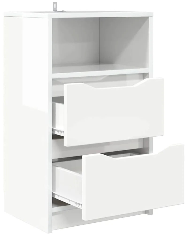 vidaXL Κομοδίνο με συρτάρι Υψηλής γυαλάδας λευκό 40 x 30 x 467 εκ