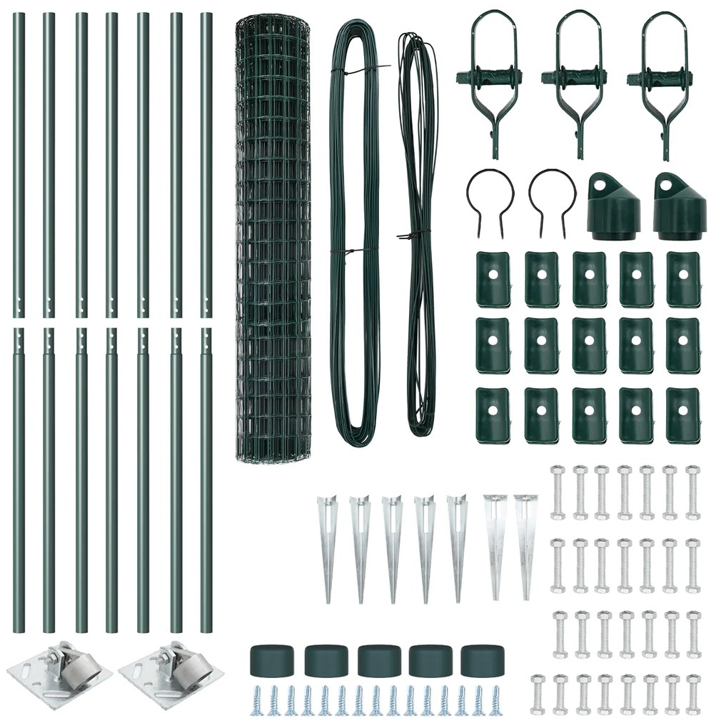 vidaXL Euro Fence με 7 στήλες Σπυρίδων 1.6x10 μ Γαλβανισμένος Χάλυβας Πράσινος