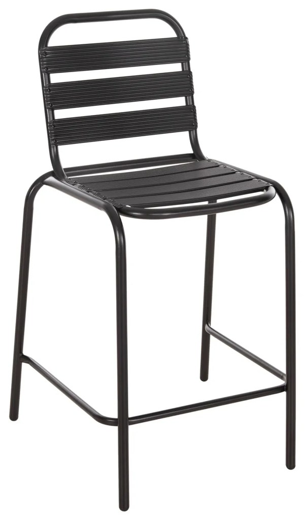 BAR STOOL MEDIUM HEIGHT LAURA  METAL FRAME AND ALUMINUM IN BLACK 58x58x100Hcm.