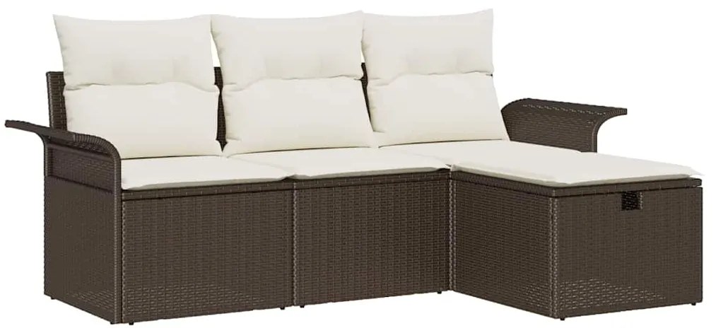 vidaXL Σετ Καναπέ Κήπου 4 pcs Καφέ και Κρέμα συνθετικό ρατάν