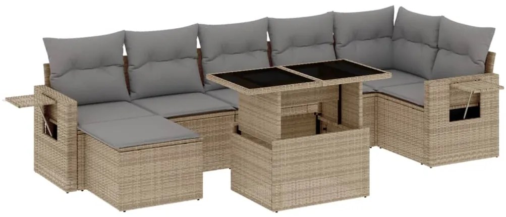 vidaXL Σαλόνι Κήπου Σετ 8 τεμ. Μπεζ Συνθετικό Ρατάν με Μαξιλάρια