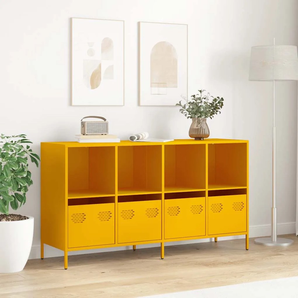 vidaXL Sideboard Μουστάρδα κίτρινη 135x39x73,5 cm Ψυχρής έλασης χάλυβα