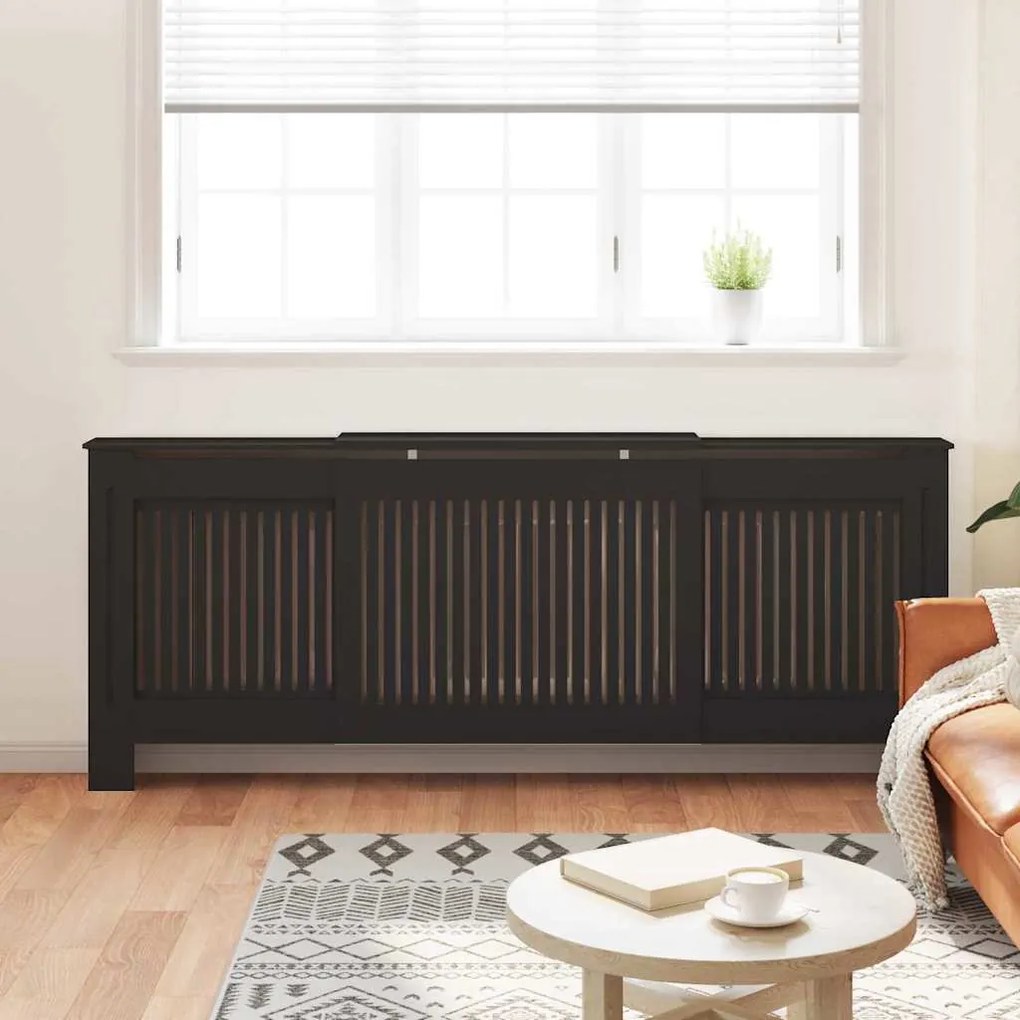 vidaXL Κάλυμμα Καλοριφέρ 2 pcs Μαύρο 205x20.5x81.5cm Μηχανικά ξύλο