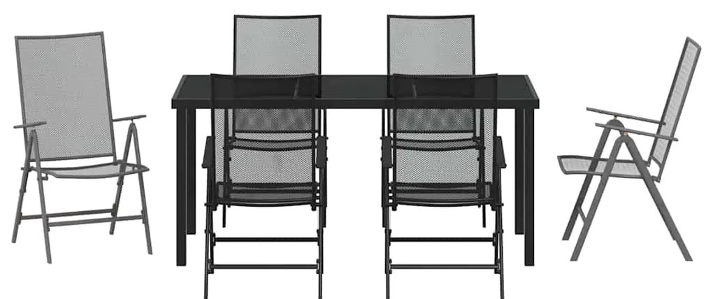 vidaXL Σέτ φαγητού για κήπο 7 pcs Ανθρακί Χάλυβας με επίστρωση πούδρας