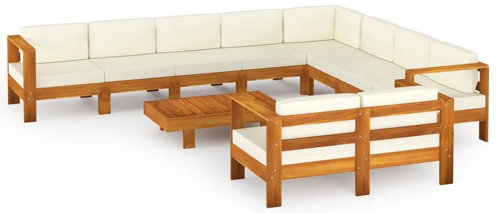 vidaXL Σετ Σαλόνι Κήπου 10 Τεμαχίων με Μαξιλάρια 100x60 εκ. από Ξύλο Ακακίας