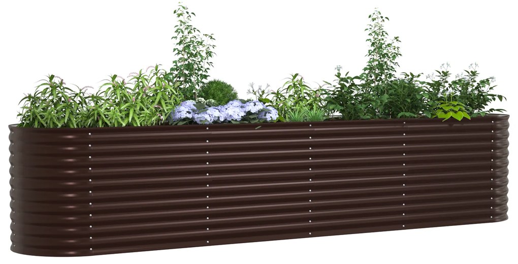 vidaXL Κήπος Ανυψωμένο Κρεβάτι Καφέ 400x80x81 εκ από Γαλβανισμένο Ατσάλι