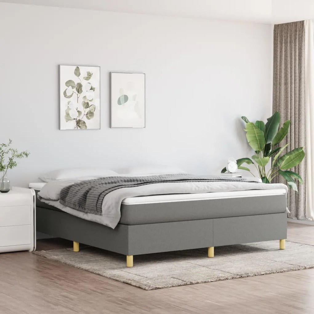 Κρεβάτι Boxspring με Στρώμα Σκούρο Γκρι 160x200 εκ Υφασμάτινο