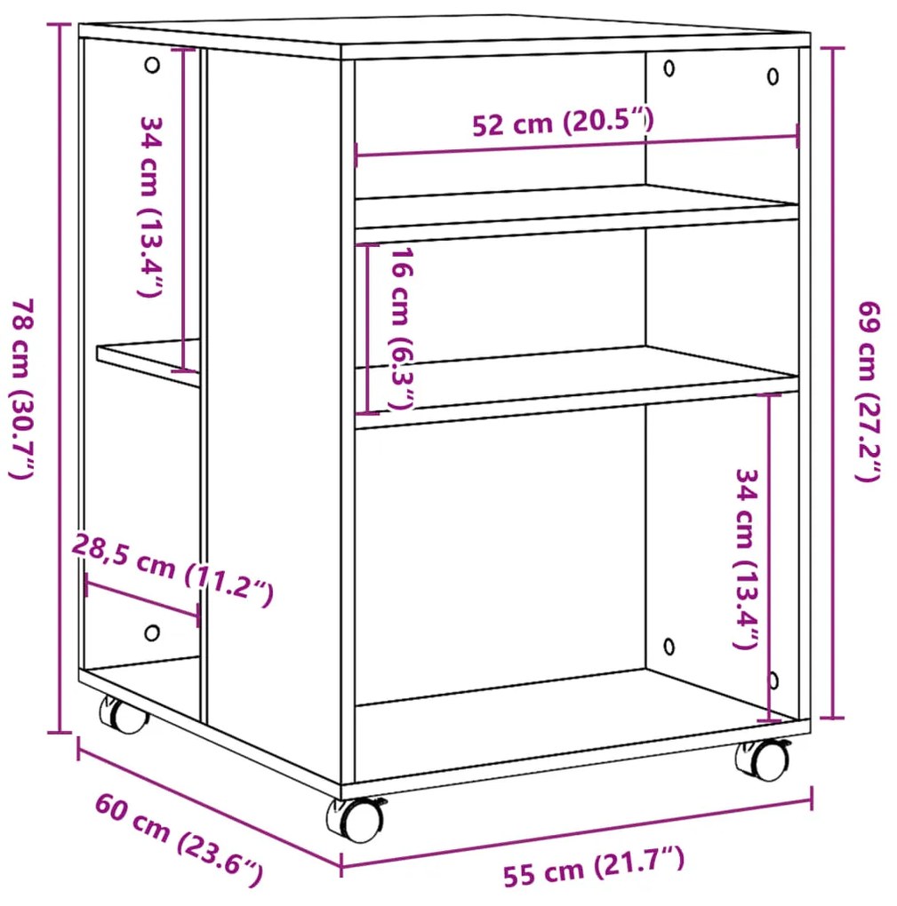 ΒΟΗΘΗΤΙΚΟ ΤΡΑΠΕΖΙ ΜΕ ΡΟΔΕΣ ΓΚΡΙ SONOMA 55X60X78 ΕΚ ΕΠΕΞ. ΞΥΛΟ 853160