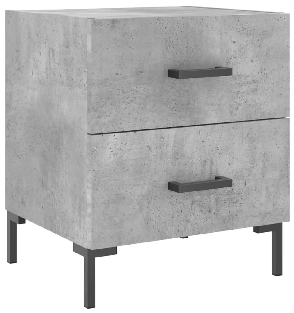 vidaXL Κομοδίνα 2 τεμ. Γκρι Σκυροδεμ. 40 x 35 x 47,5 εκ. Επεξεργ. Ξύλο