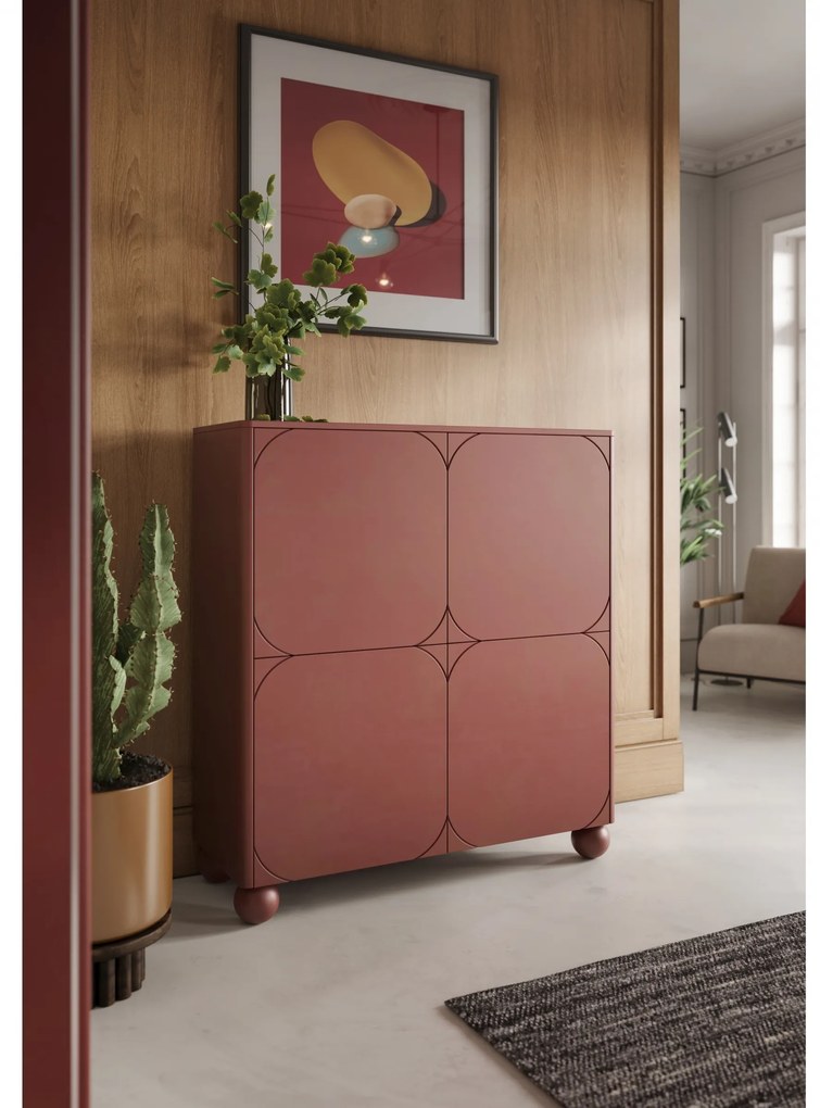 Μπουφές Sorena Κεραμιδί 120x132x45cm με στρογγυλά πόδια -  BOG4589