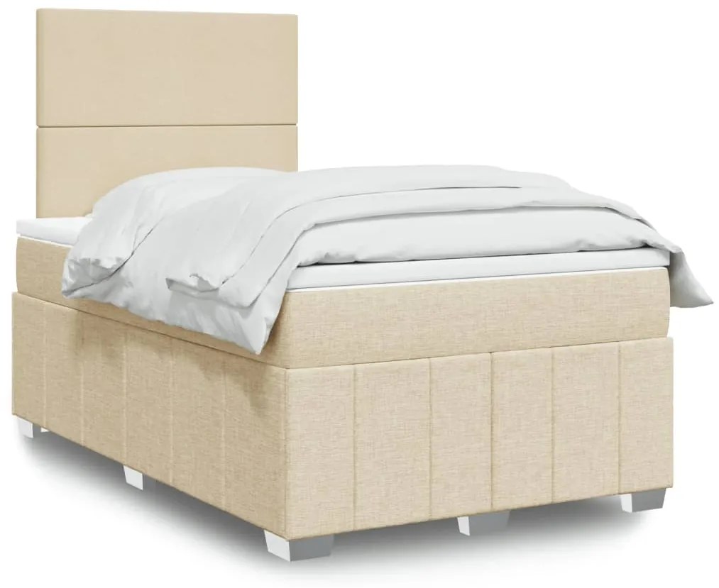 vidaXL Κρεβάτι Boxspring με Στρώμα Κρεμ 120x190 εκ. Υφασμάτινο