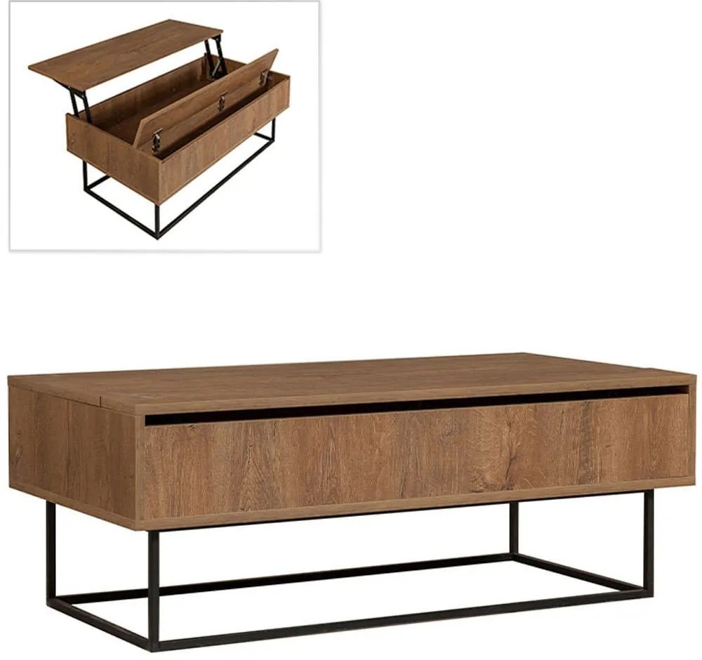 Τραπεζάκι Σαλονιού Amedeo 0234395 120x60x43cm Walnut-Black