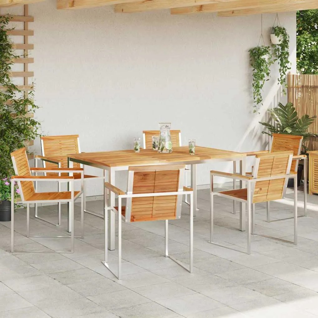 vidaXL Σέτ φαγητού για κήπο 7 pcs Συμπαγές Ξύλο Τικ