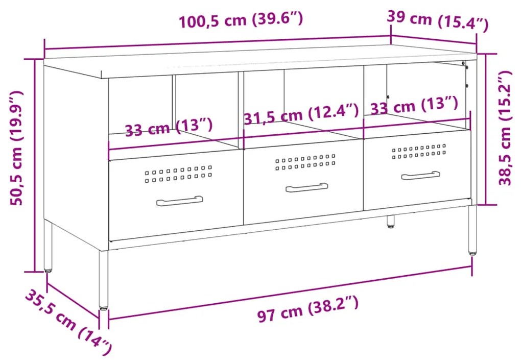 Έπιπλο Τηλεόρασης Ροζ 100,5x39x50,5 εκ. από Ατσάλι - Ροζ