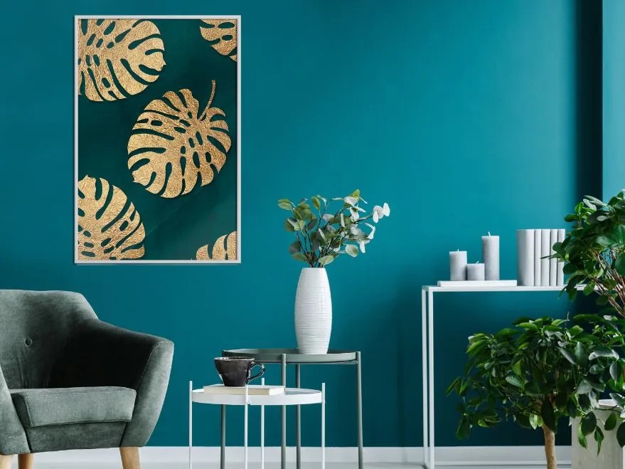 Αφίσα - Gilded Monstera Leaves - 20x30 - Χρυσό - Χωρίς πασπαρτού