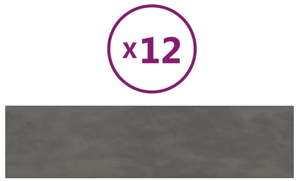 vidaXL Πάνελ Τοίχου 12 τεμ. Σκούρο Γκρι 60x15 εκ. 1,08 μ² Βελούδο