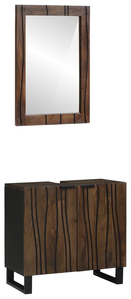 vidaXL Σετ Επίπλων Μπάνιου με ράφι 2 pcs Καρυδί 62 x 33 x 58 εκ.