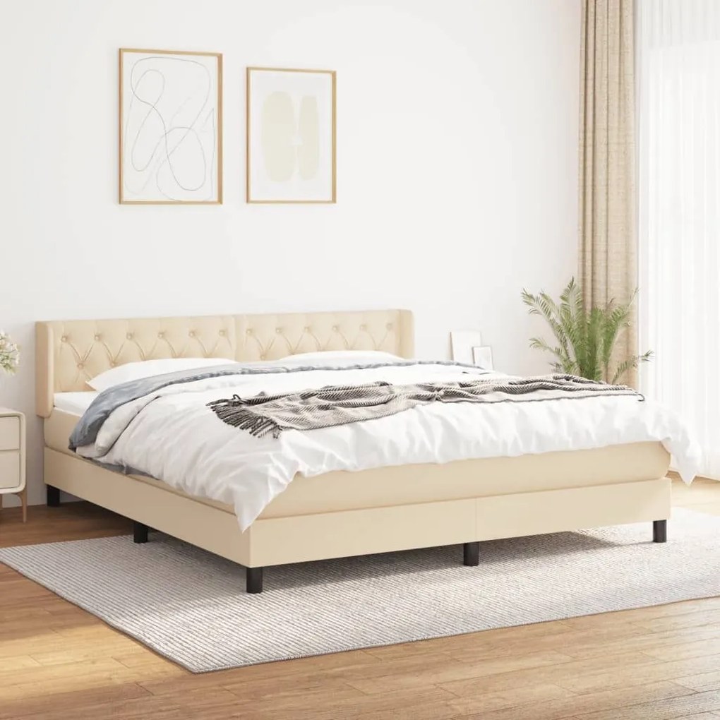 ΚΡΕΒΑΤΙ BOXSPRING ΜΕ ΣΤΡΩΜΑ ΚΡΕΜ 160X200 ΕΚ. ΥΦΑΣΜΑΤΙΝΟ 3129966