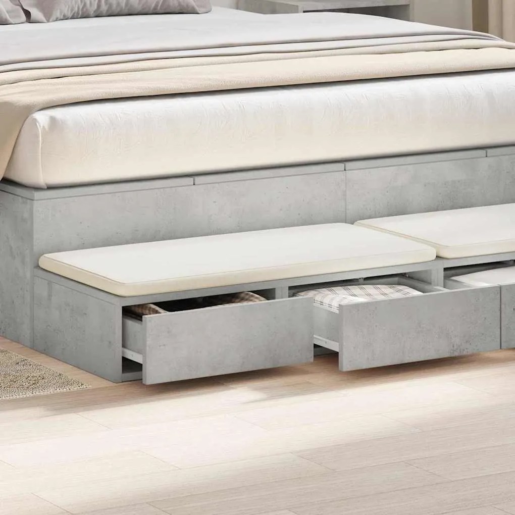 vidaXL Συρτάρια κρεβατιού Γκρι σκυροδέματος 150 x 36.5 x 16.5 εκ