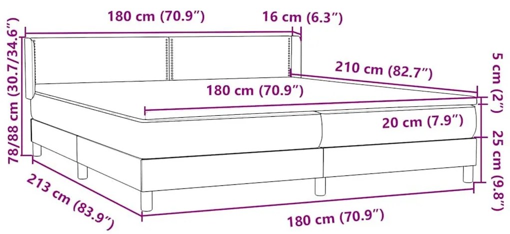 Κρεβάτι Boxspring με Στρώμα Ροζ 180x210 εκ. Βελούδινο - Ροζ