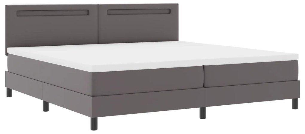 vidaXL Κρεβάτι Box Spring με Στρώμα σε Γκρι, 200x200 εκ, Ψεύτικο Δέρμα.