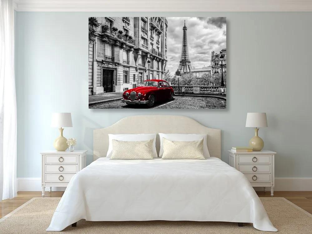 Εικόνα ενός κόκκινου ρετρό αυτοκινήτου στο Παρίσι - 60x40