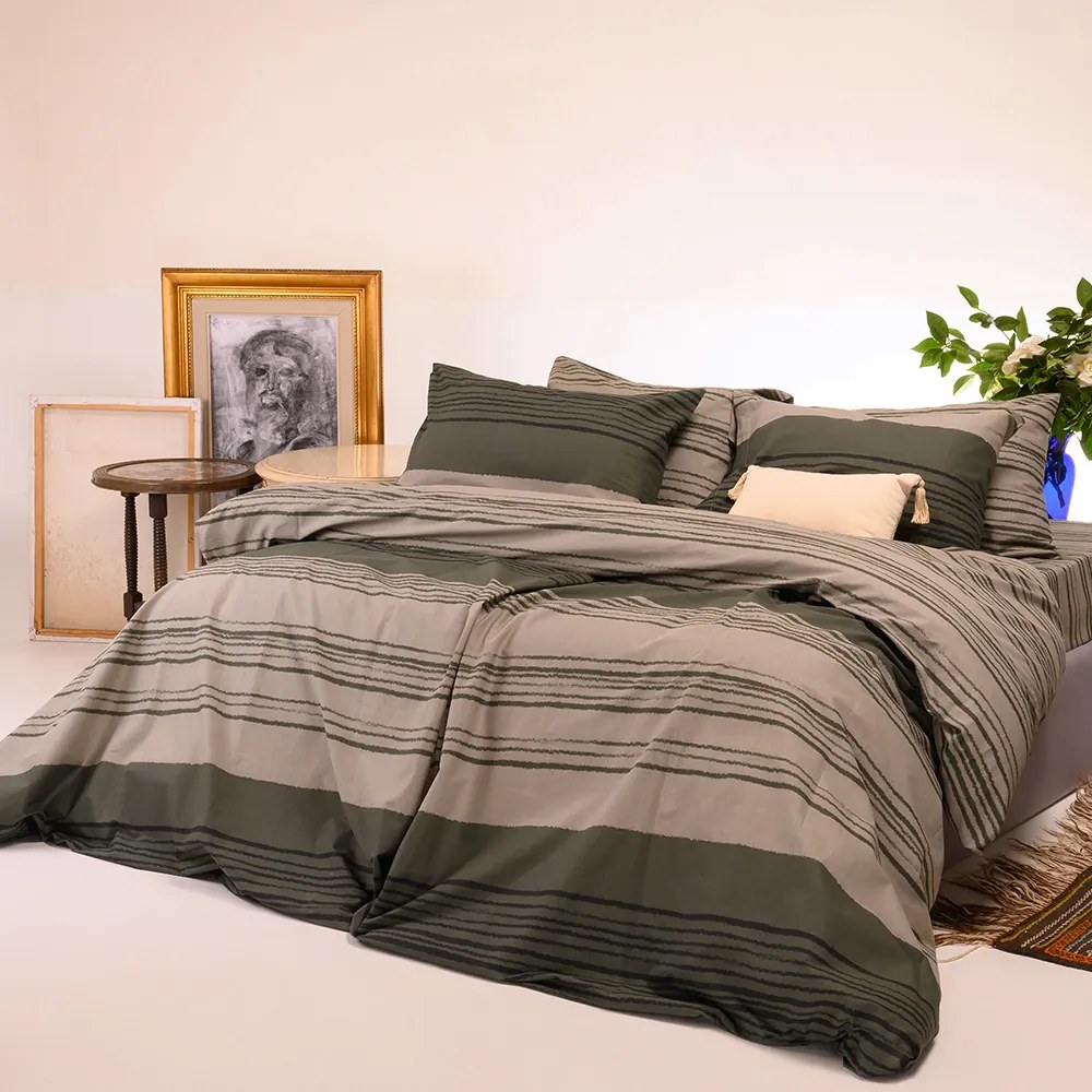 Σεντόνια King Size (Σετ) Melinen Ultra Line Olivia Khaki Μπεζ,Χακί ΜΕ ΛΑΣΤΙΧΟ 180x200+32
