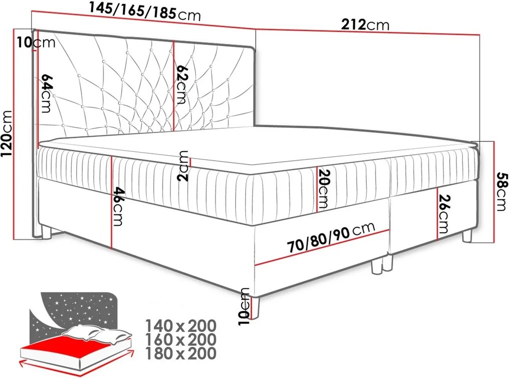 Επενδυμένο κρεβάτι Prowansja-Gkri Skouro-160 x 200