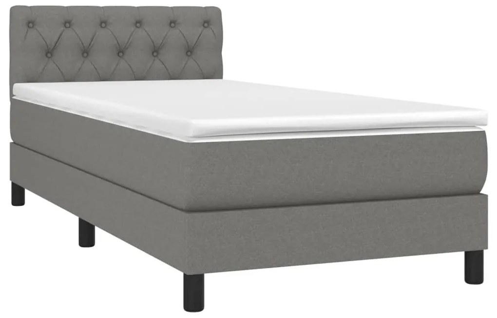 vidaXL Κρεβάτι Boxspring με Στρώμα & LED Σκ.Γκρι 80x200 εκ. Υφασμάτινο