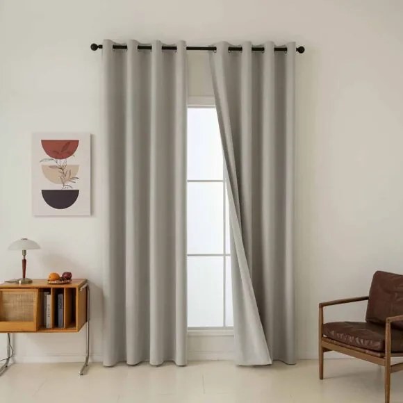 Beauty Home Κουρτίνα Full Blackout σκίασης με 8 κρίκους Total Art 8446 140x270 Εκρού