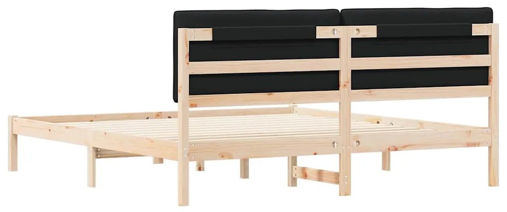 vidaXL Σκελετός Κρεβατιού με Επενδεδυμένο Κεφαλάρι Μαύρο 180 x 200 cm