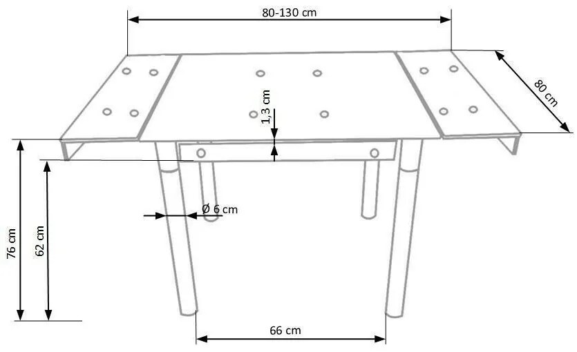 Τραπέζι Houston 209, Μαύρο, 76x80x80cm, 59 kg, Επιμήκυνση, Επεξεργασμένο γυαλί, Μέταλλο | Epipla1.gr