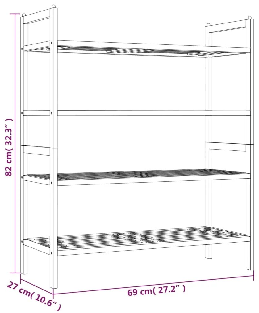 vidaXL Παπουτσοθήκη 2 τεμ. 69 x 27 x 41 εκ. από Μασίφ Ξύλο Καρυδιάς
