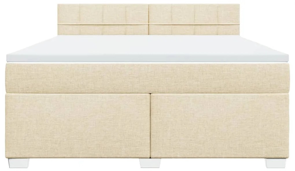 Κρεβάτι Boxspring με Στρώμα Κρεμ 180x200 εκ. Υφασμάτινο - Κρεμ