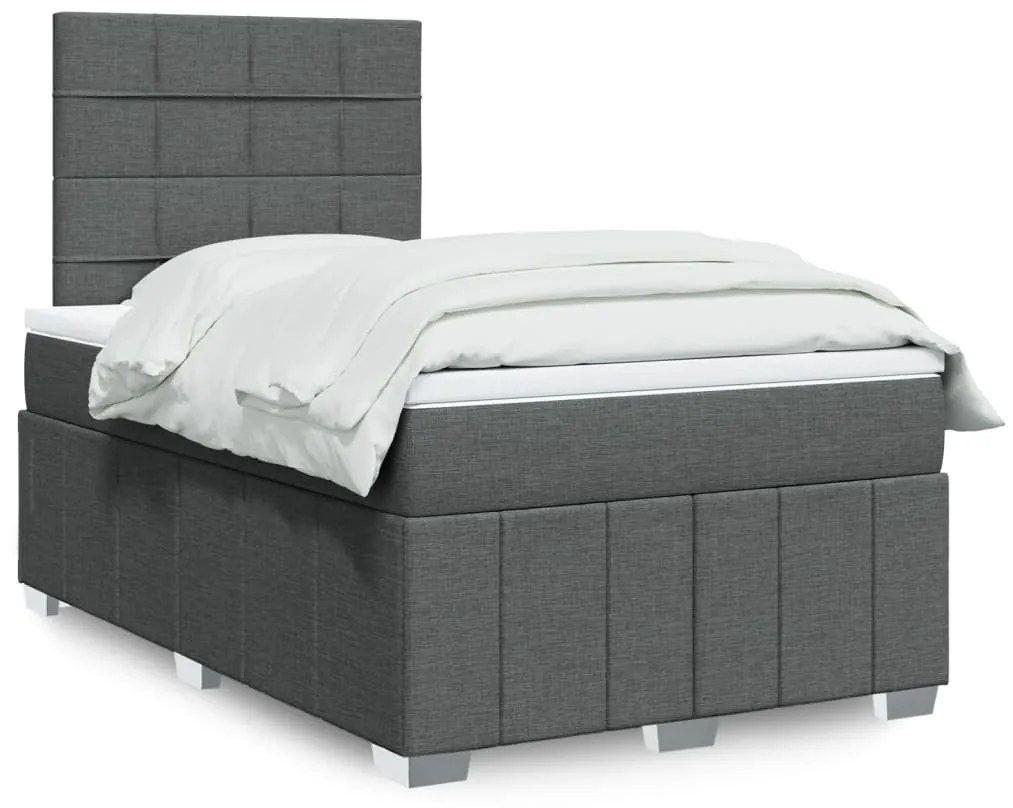 vidaXL Κρεβάτι Boxspring με Στρώμα Σκούρο Γκρι 120x190 εκ Υφασμάτινο