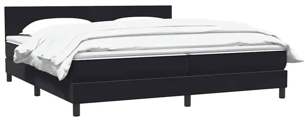 Κρεβάτι Boxspring με Στρώμα Μαύρο 180x210 εκ. Βελούδινο - Μαύρο