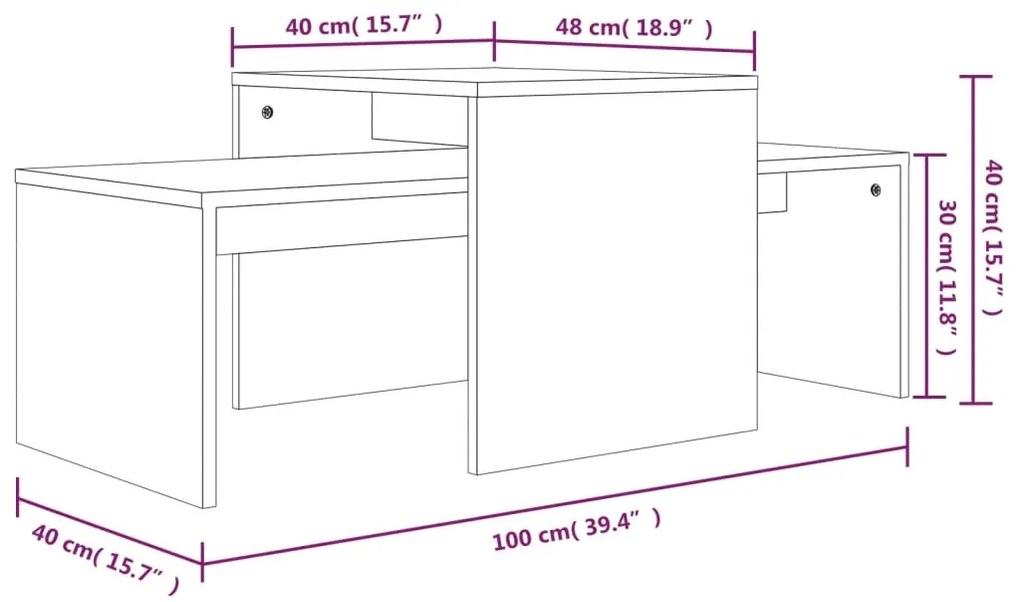 Τραπεζάκι Σαλονιού Γκρι Sonoma 100 x 48 x 40 εκ. από Επεξ. Ξύλο - Γκρι