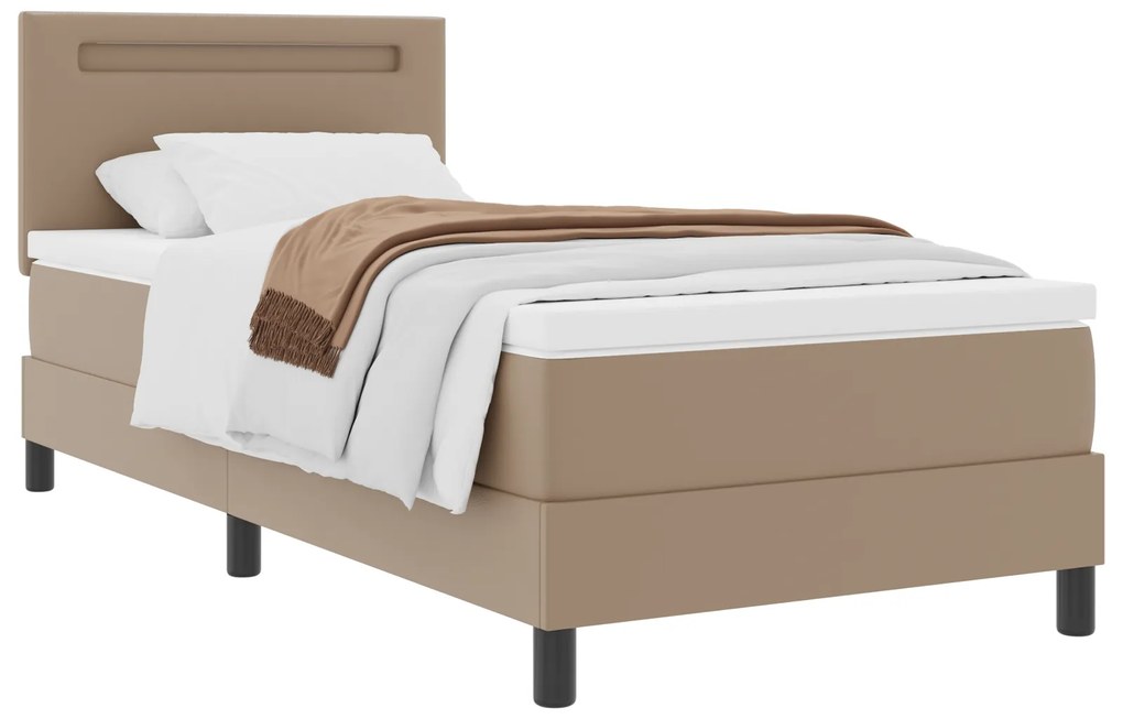 vidaXL Κρεβάτι Box Spring με Στρώμα σε Καπουτσίνο, 100 x 200 εκ, Ψεύτικο Δέρμα