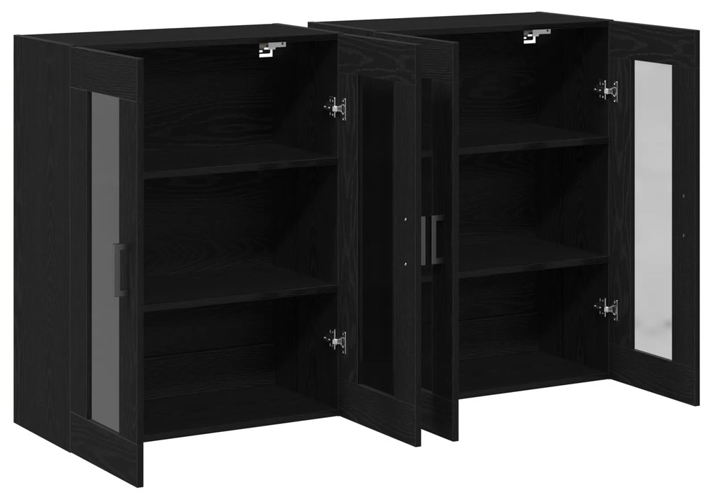 vidaXL Τοίχοι Βαθιά Κ cabinets 2 τεμάχια Μαύρο Δρυς 69,5x34x90 εκ Μηχανικής Ξυλείας