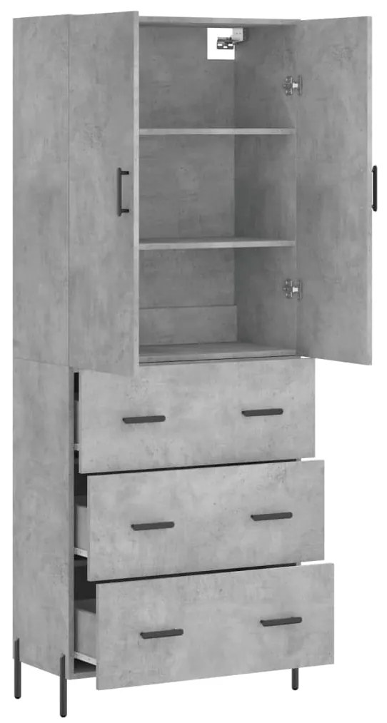 vidaXL Ντουλάπι Γκρι Σκυροδέματος 69,5x34x180 εκ. Επεξεργασμένο Ξύλο