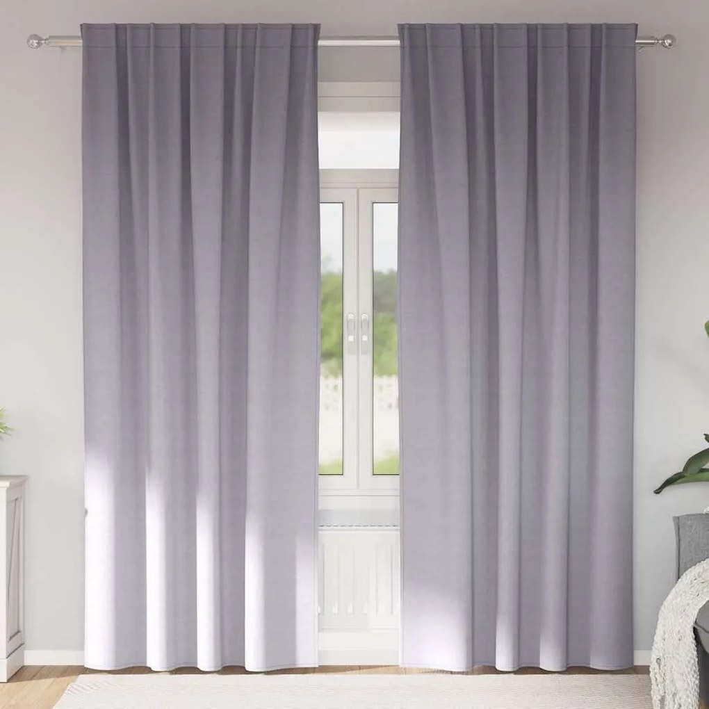 vidaXL Κουρτίνες 2 pcs Μεταλλικό Γκρι 260 x 140 εκ. Πολυεστέρας
