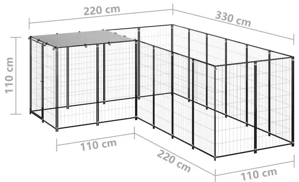 Σπιτάκι Σκύλου Μαύρο 4,84 μ² Ατσάλινο - Μαύρο