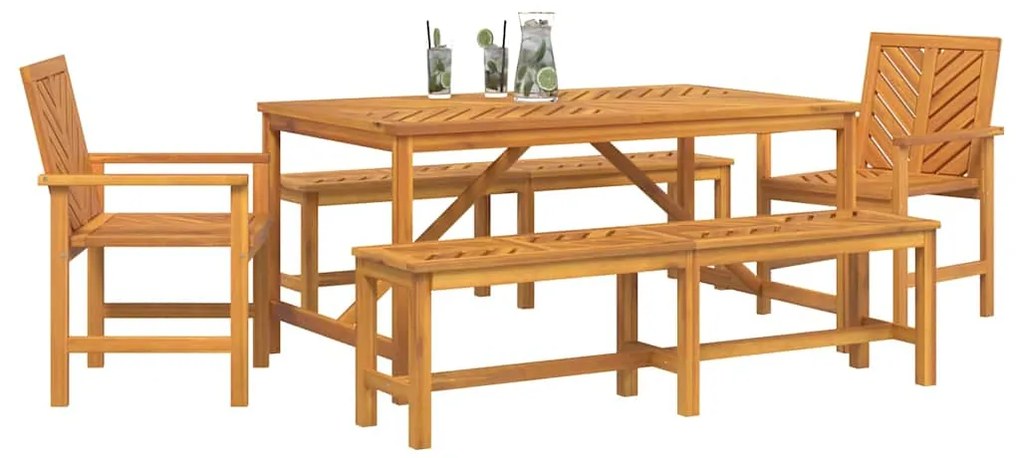 vidaXL Σέτ φαγητού για κήπο 5 pcs Καφέ 150 x 90 x 74 cm