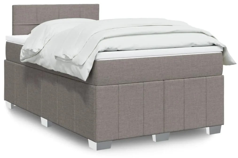 Κρεβάτι Boxspring με Στρώμα Taupe 120x190 εκ. Υφασμάτινο - Μπεζ-Γκρι