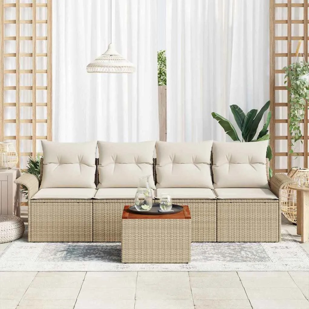 vidaXL Σετ Καναπέ Κήπου 5 pcs Μπεζ και Κρέμα 55 x 55 x 37 εκ